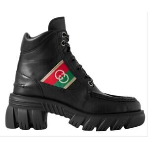 GUCCI Romance interlocking G logo web stripe  ankle boots